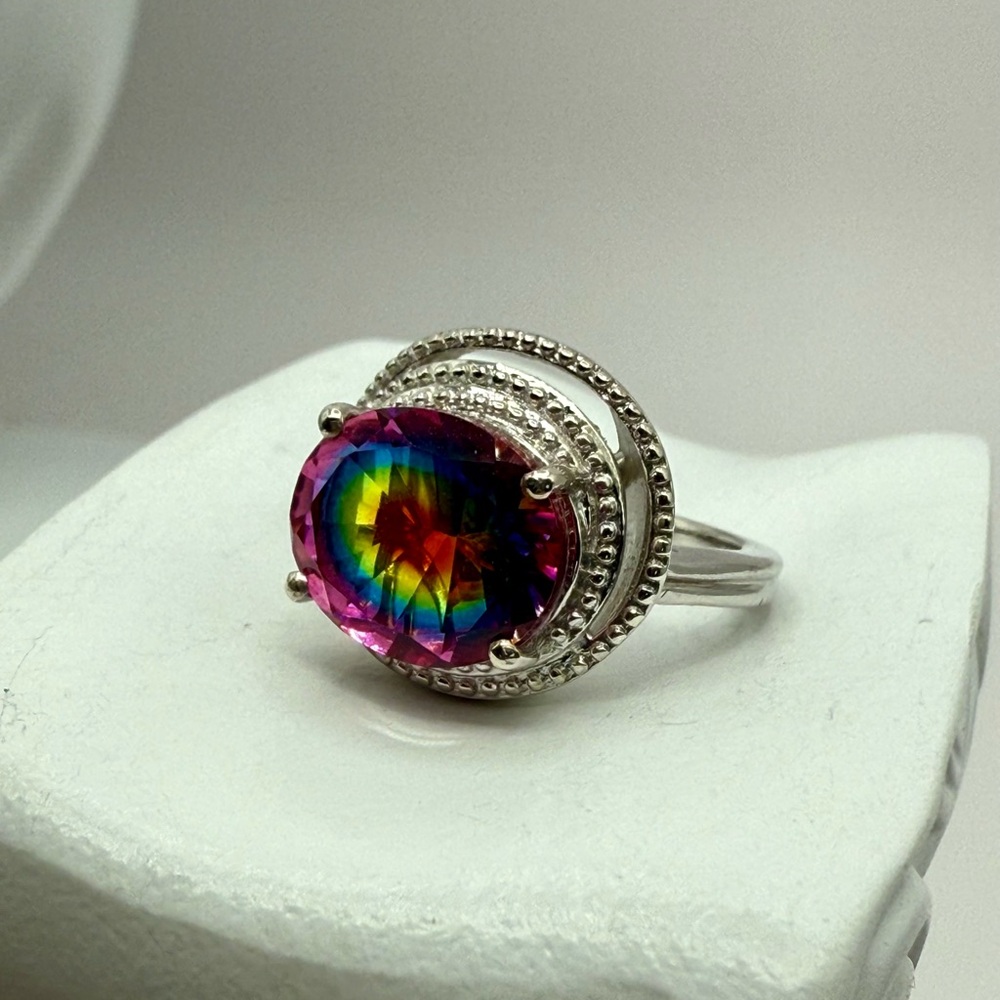 NWT Nebula Quartz Solitaire Rhodium Over Sterling Silver Ring 5 ctw size 6
